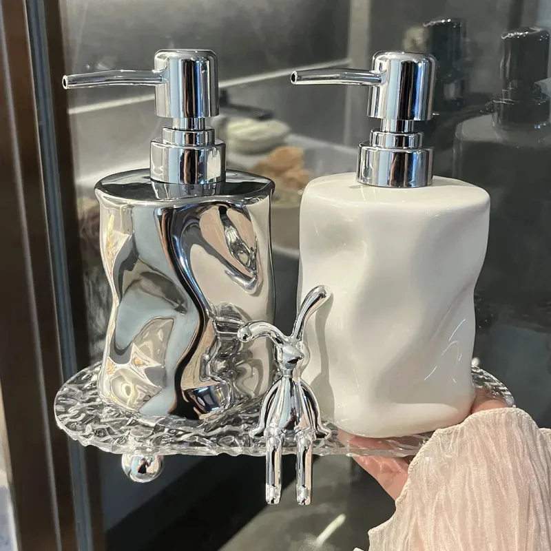 

Portable Light Luxury Pump Dispenser | Empty Container for Soap, Shampoo & Bathroom Use