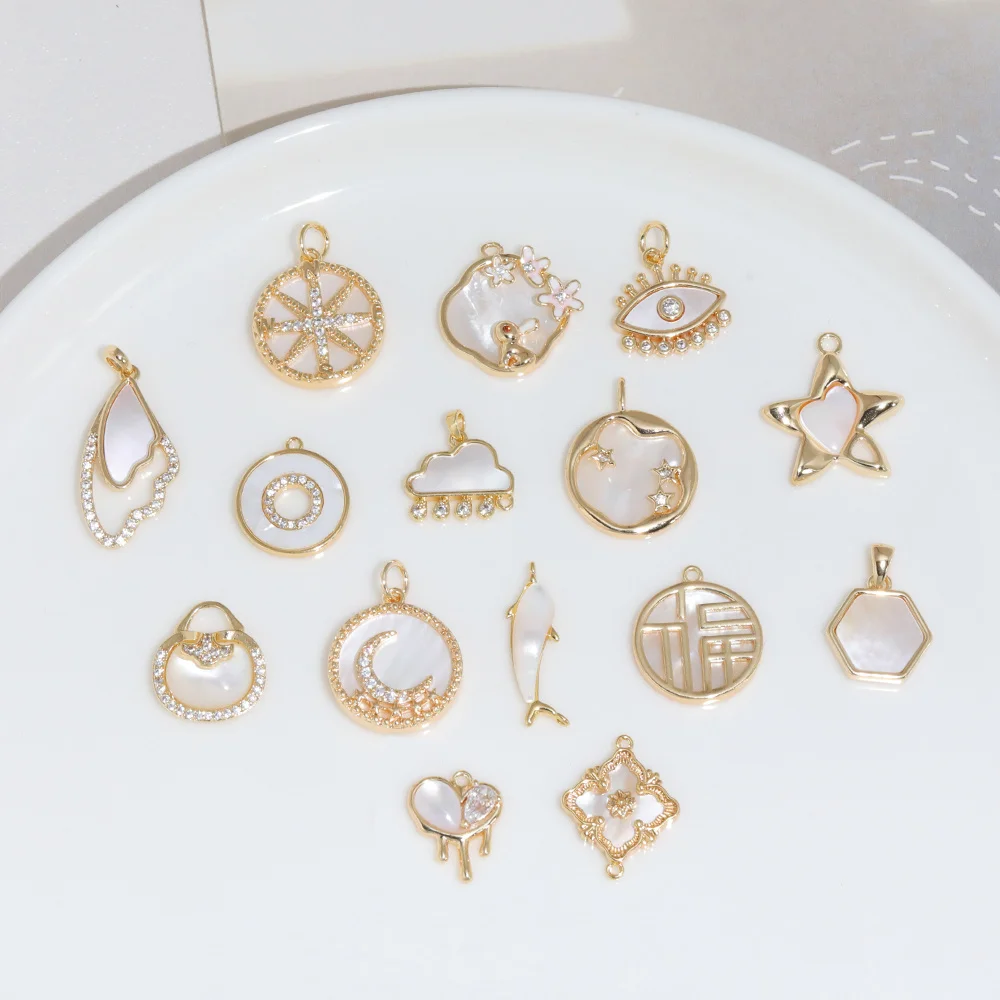 

Cordial Design 20Pcs Mother Of Sea Shell Pendant/Hand Made/Jewelry Findings & Components/Copper/DIY/Genuine Gold Plating #194557
