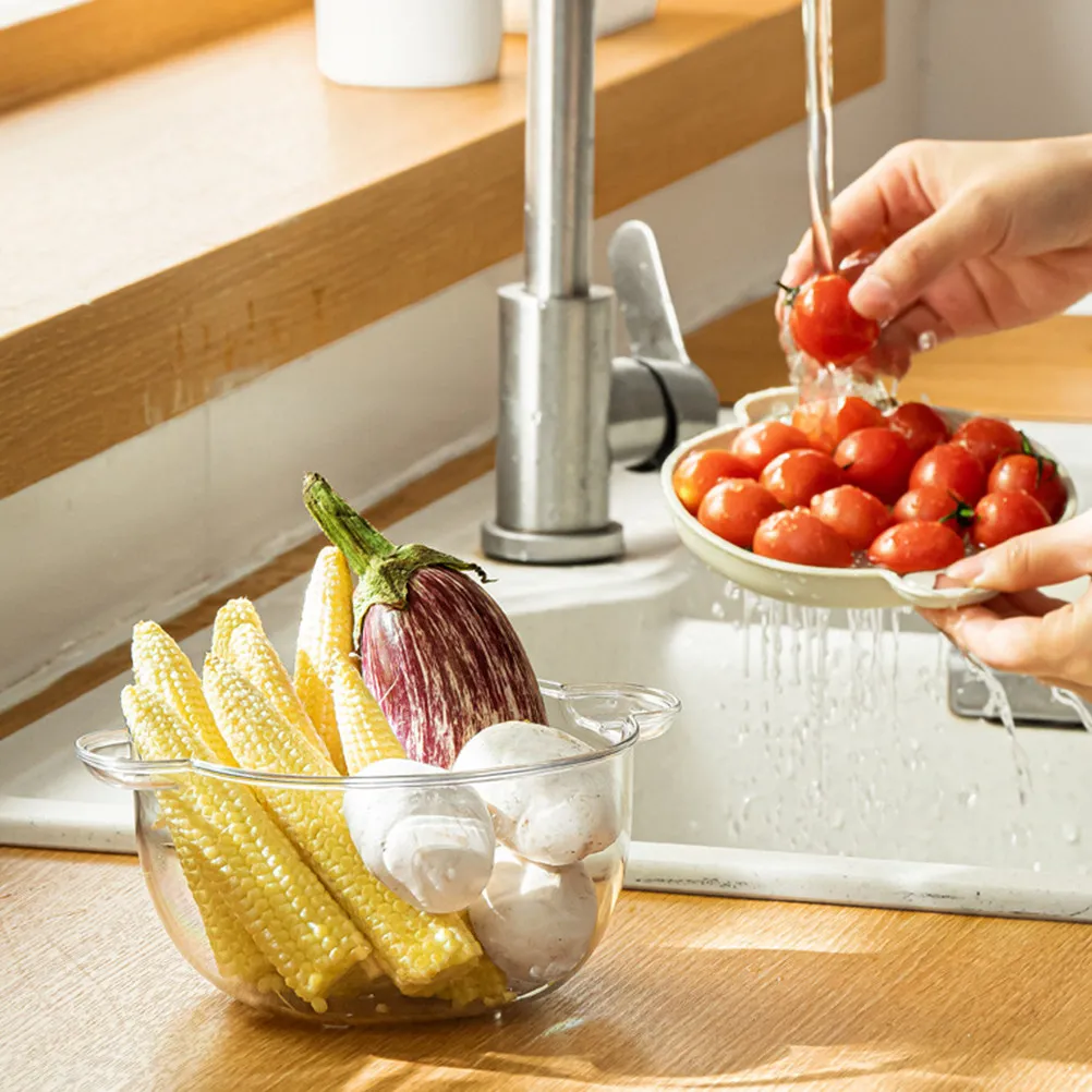 

Kitchen Drain Basket Double Layer Fruit and Vegetable Washing Strainer with Uniform Holes Fast Drainage Storage Basket for Dry