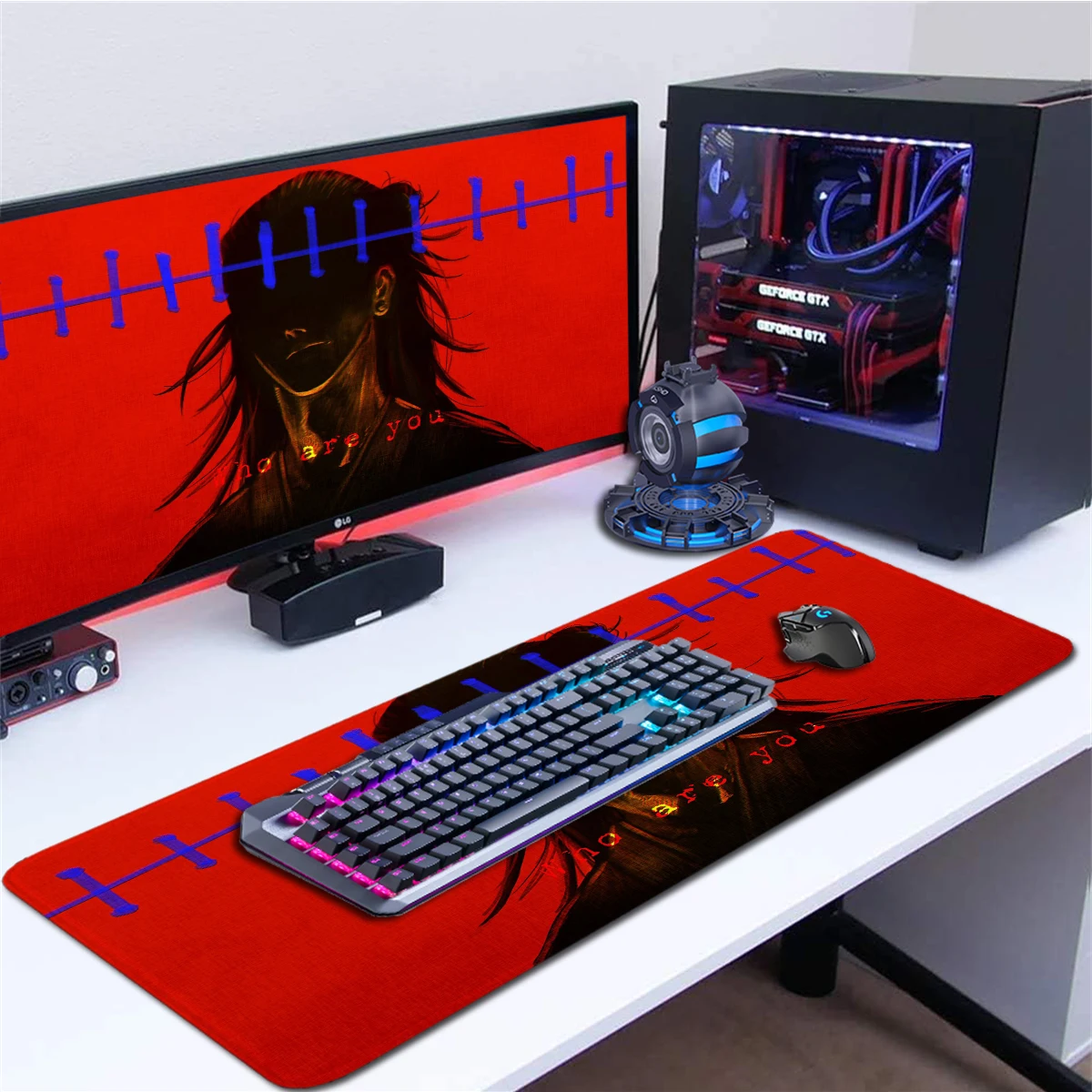 

Red Big Mouse Pad Jujutsu Kaisen Geto Suguru Large Desk Mat Long Gaming Mouse Pad Non-Slip Game Mousepad