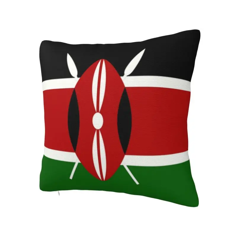 Kenya Flag Square Pillowcover Decoration Kenyan Patriotic Cushions Throw Pillow for Sofa Double-sided Printing