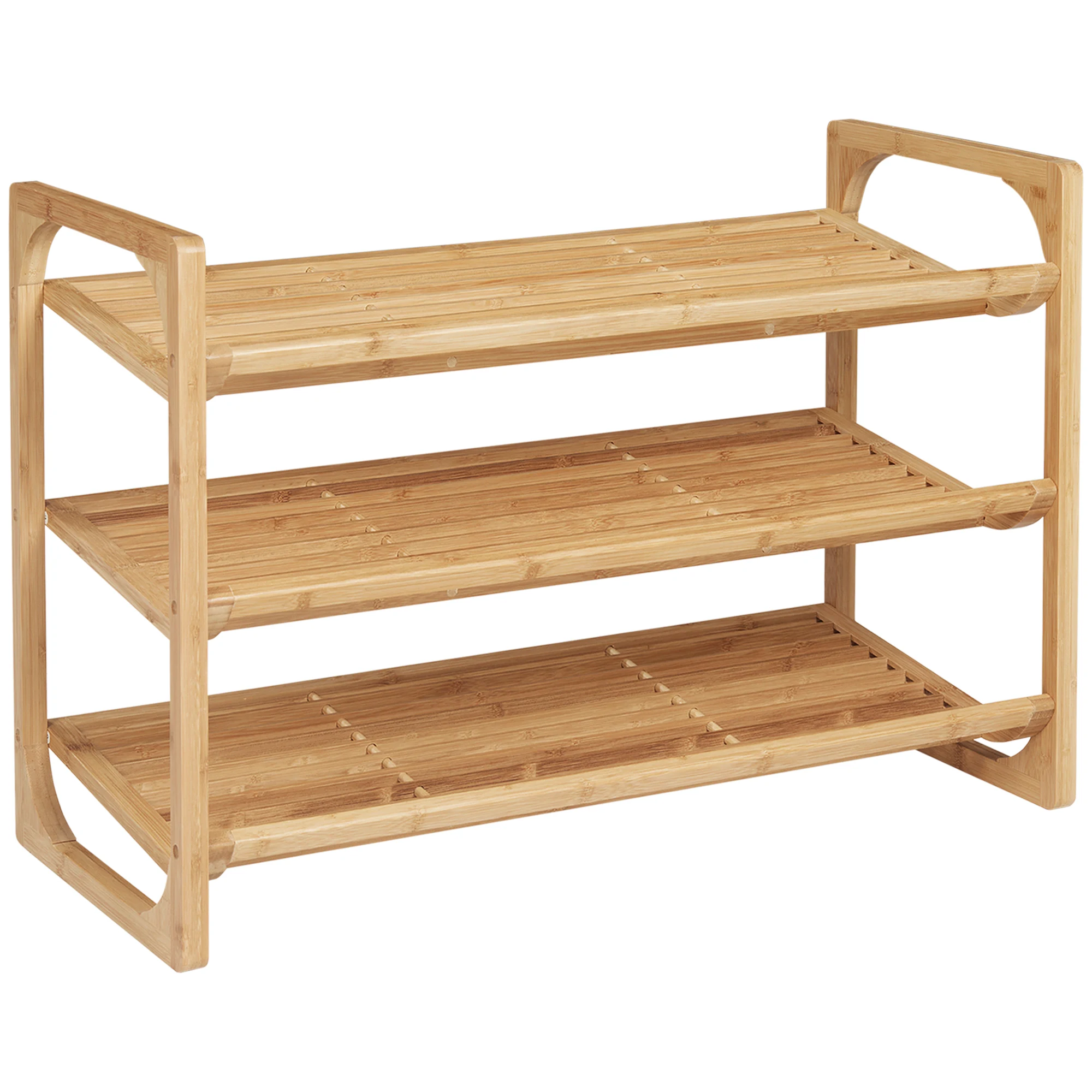 Homcom 3-Tier Bamboe Schoenenrek Voor 9 Paar Schoenen 76X33X51Cm Natuurlijk