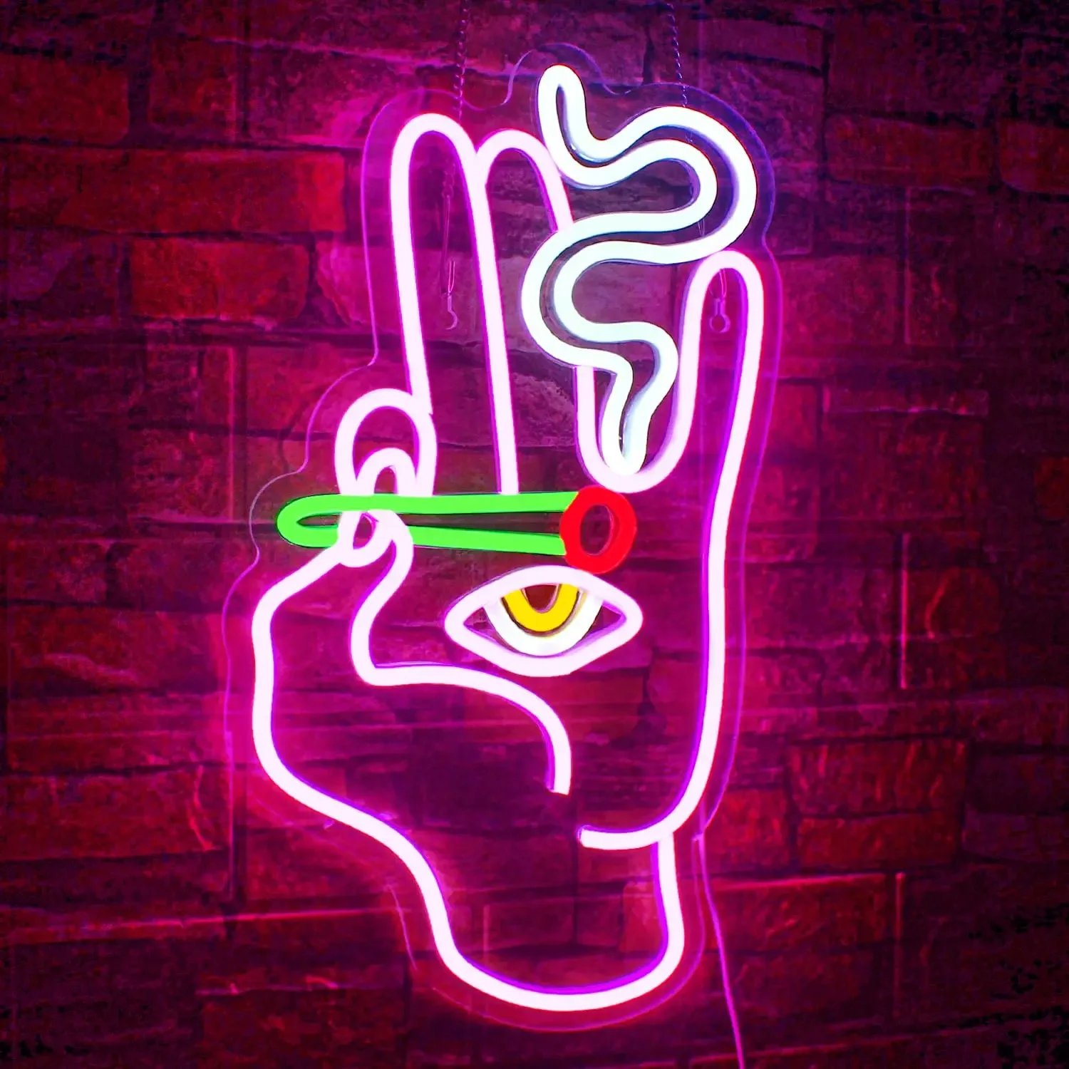 

LED Hand Eye Neon Sign Evil Eye Hand Neon Signs Led for Wall Decor USB Bedroom Game Room Home Bar Cafes Party Halloween