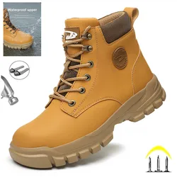 Chaussures de sécurité imperméables pour hommes, bottes de travail, baskets anti-écrasement, bottes de soudage électriques Parker en acier, chaussures invisibles pour hommes