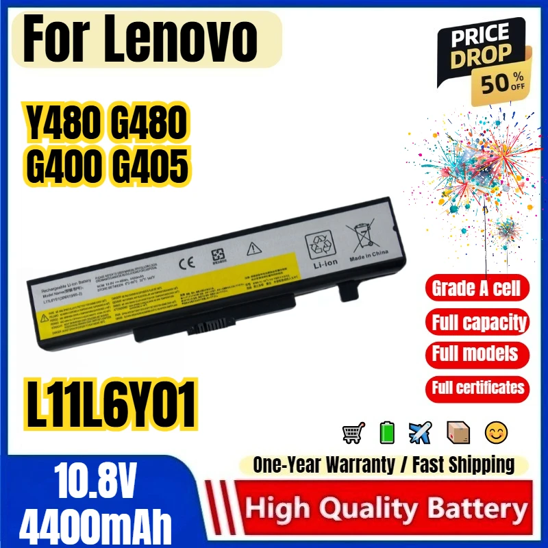 L11L6Y01 for Lenovo Y480 G480 G400 G405 L11M6Y01 Laptop Battery 0 Cycle High Quality High Capacity Battery Replacement Bateria