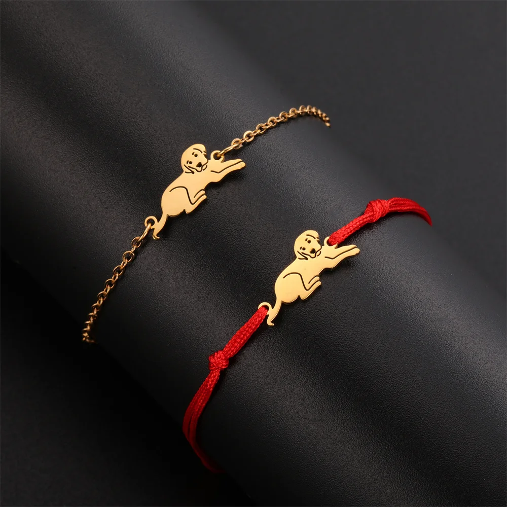 My Shape Dog Labrador Charms Bracelets for Women Men Kids Cute Animal Bulldog Pendant Box Chain Bracelet Bangle Jewelry Gifts