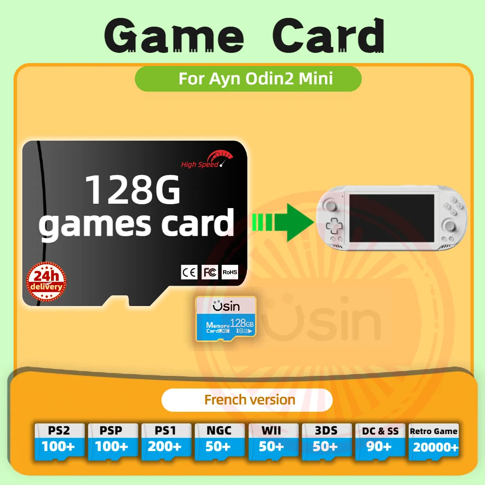 Memory Game Card For Ayn ODIN2 Mini ODIN 2 French Version Retro PS2 PSP Games Android Gaming portable Console SD TF H-speed 128G