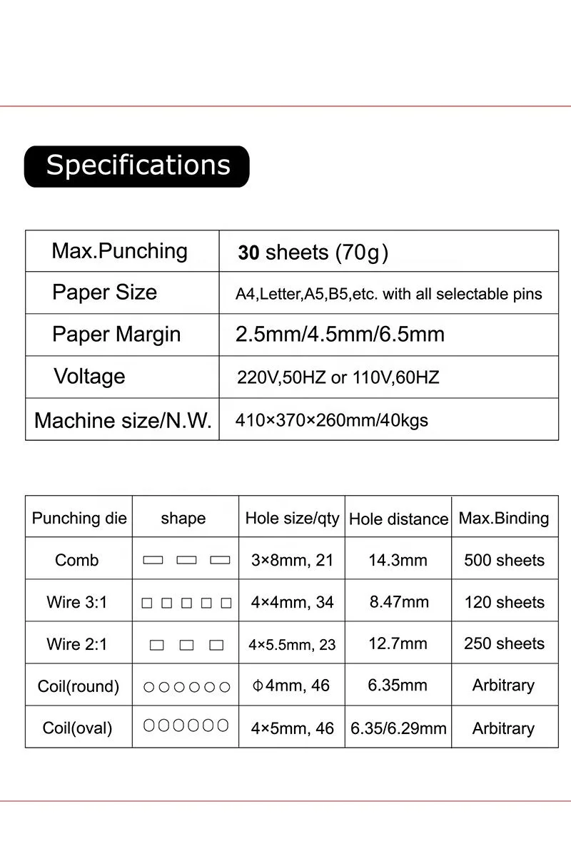 Picture 6: 6918 4in1 Multifunction Electric Book Binding Hole Punch Machine Coil Binder Double Wire Comb Binder