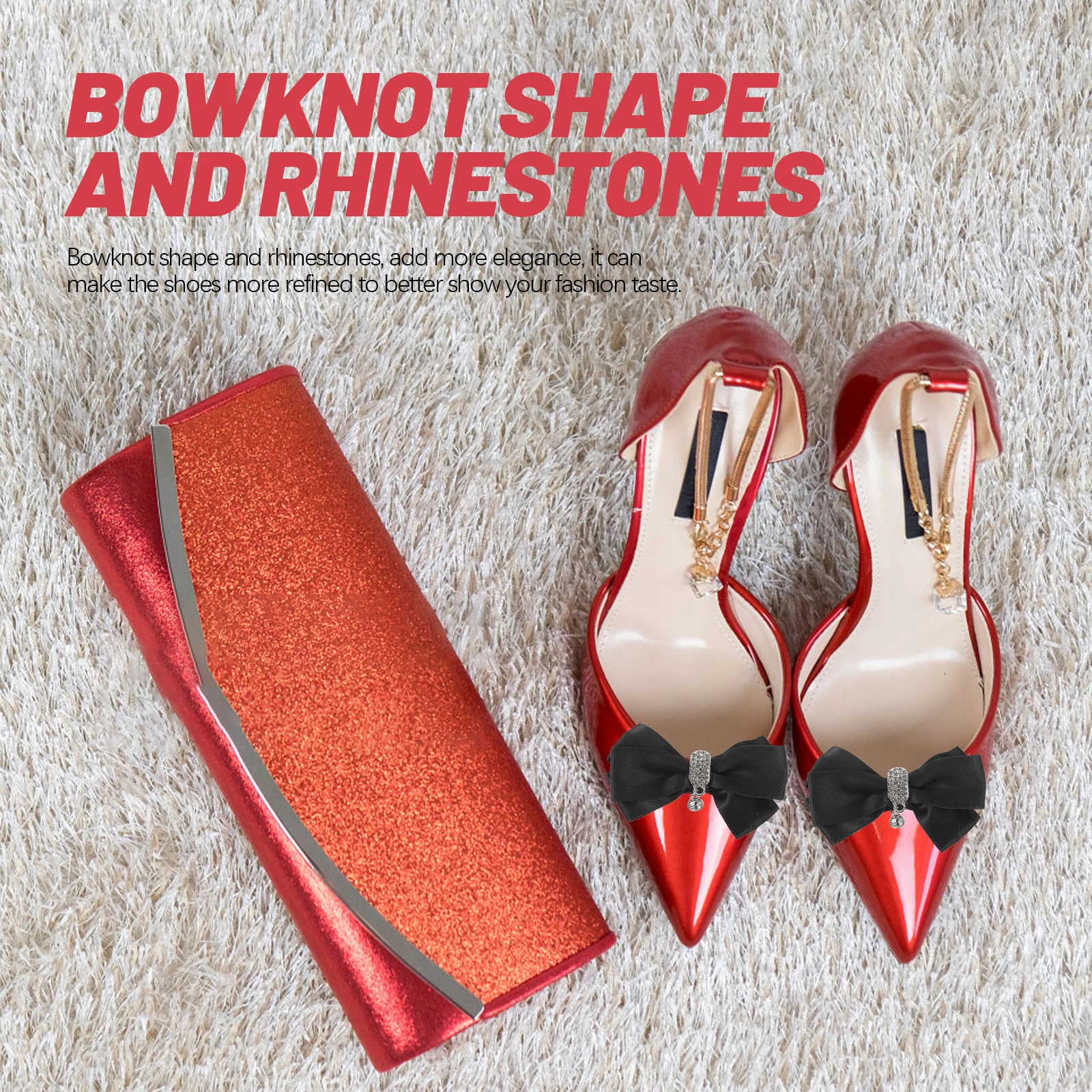 

Bowknot Shoe Clip Rhinestone Decorative Elegant Bridal High Heel Shoes Accessories Women Party Prom Wedding Training Set