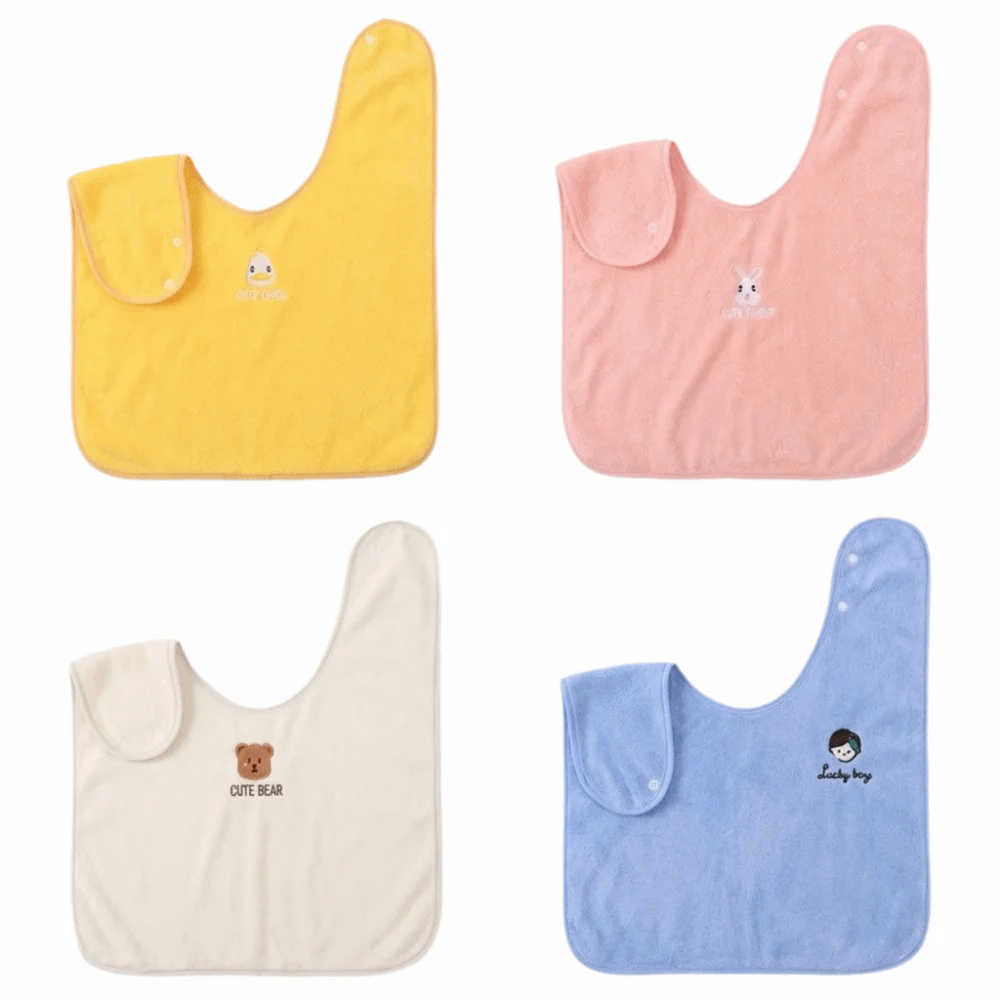Soft Baby Bibs Skin Friendly Water Absorbent Children's Washcloth Adjustable Snaps Toddler Face Towel for Feeding Eating