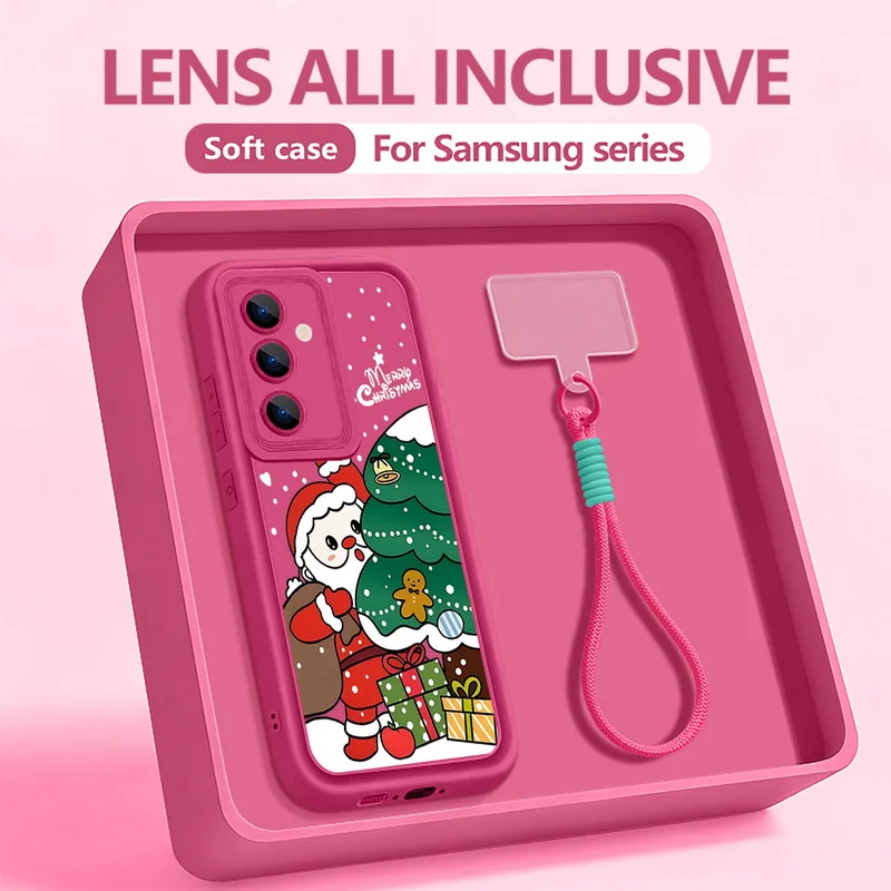 الكرتون سانتا كلوز عيد الميلاد الحبل الحال بالنسبة لسامسونج S25 حافة S24 الترا S23 S22 S21 FE A17 A54 A15 A35 A55 A16 A36 A56 5G كابا