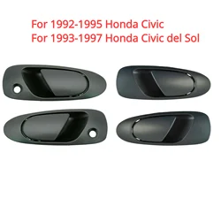 (Set of 4) NEW Front Rear Outside Door Handles Black For 1992-95 Honda Civic 1993-97 Civic Del Sol  72180SR3J02ZD 72680SR3J01ZC