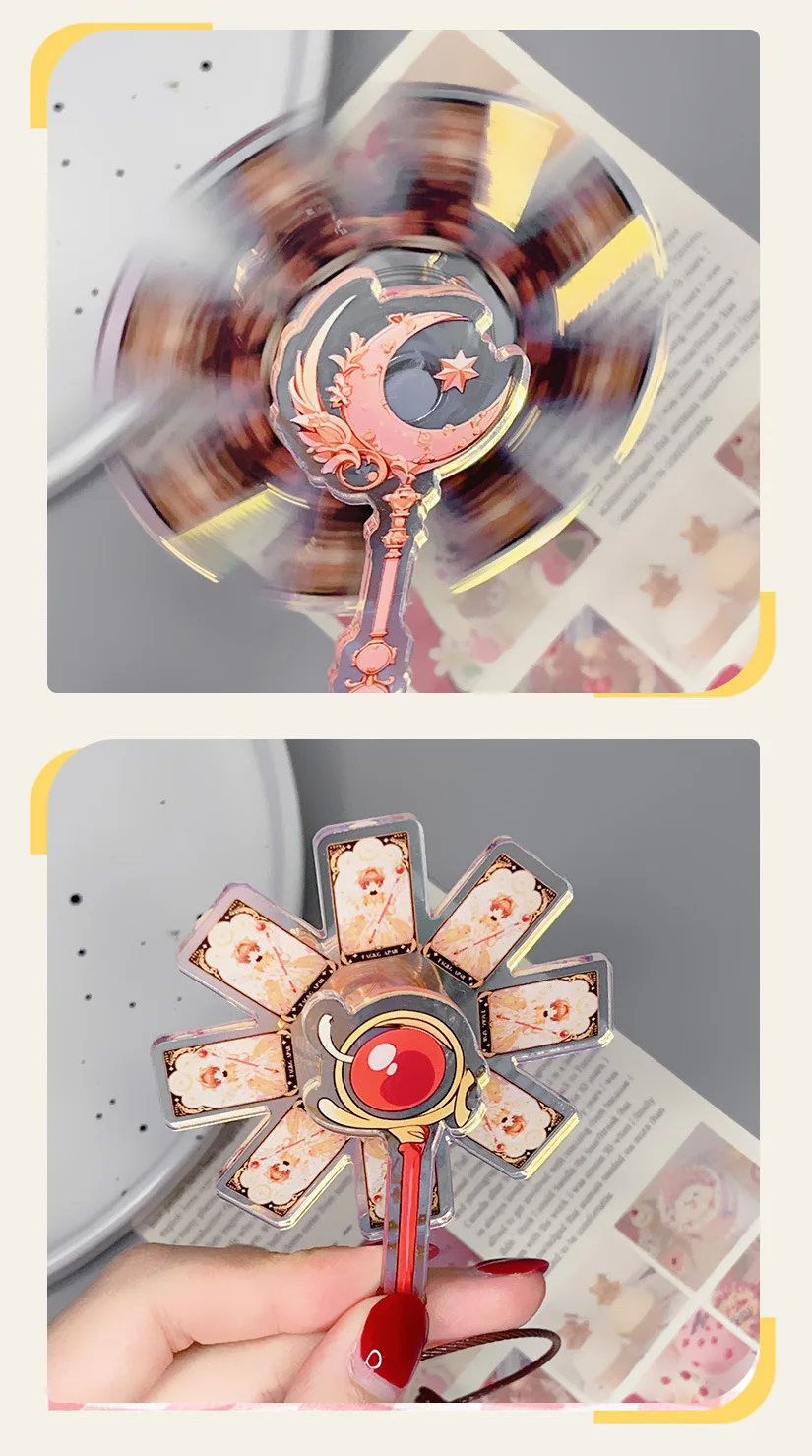 Sakura Acryl Laser Anhänger Cosplay Anime Klar Card Captor Rotierenden Zauberstab Schlüsselbund Halloween Party DIY Decor Fans Geschenke – Detail 9