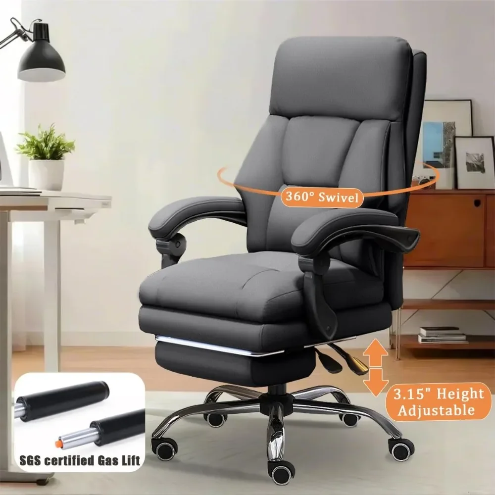 Office Chair Adjustable Height Executive Desk Chair with Foot Rest Comfortable Computer Chair High Back Reclining