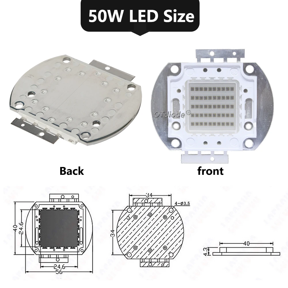 A Kit 50W IR Infrared Lamp LED Matrix 730nm 850nm 940nm Chip Diode Light+ Driver+Heatsink+Lens reflector For Night Vision Camera