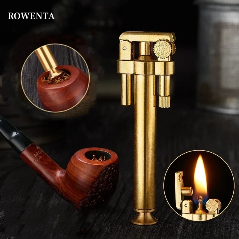 German ROWENTA Detachable Permanent Cotton Core Pure Copper Windproof Grinding Wheel Flint Kerosene Lighters Pipes For Smoking