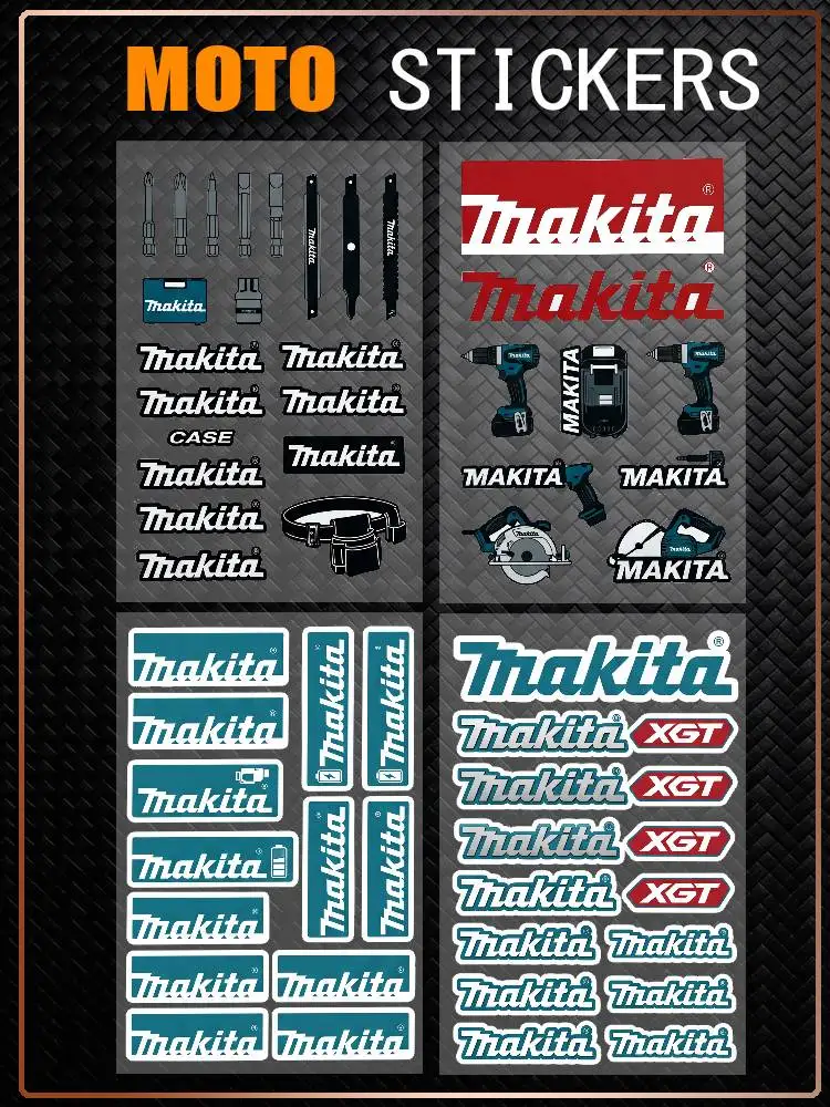 Autocollant décoratif réfléchissant imperméable et durable pour MAKITA, couverture anti-rayures pour moto, casque de voiture, réfrigérateur, accessoires pour tasses à eau