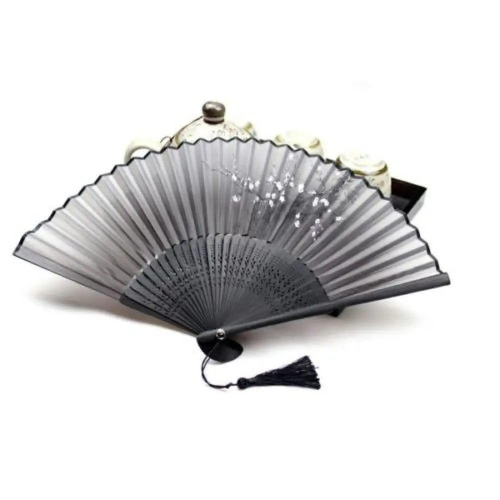 Bamboo Right Left Hands Fan Tai Chi Performance Fan Martial Arts Fan Kung Fu Fans Cosplay Fan Black Cover China Pattern