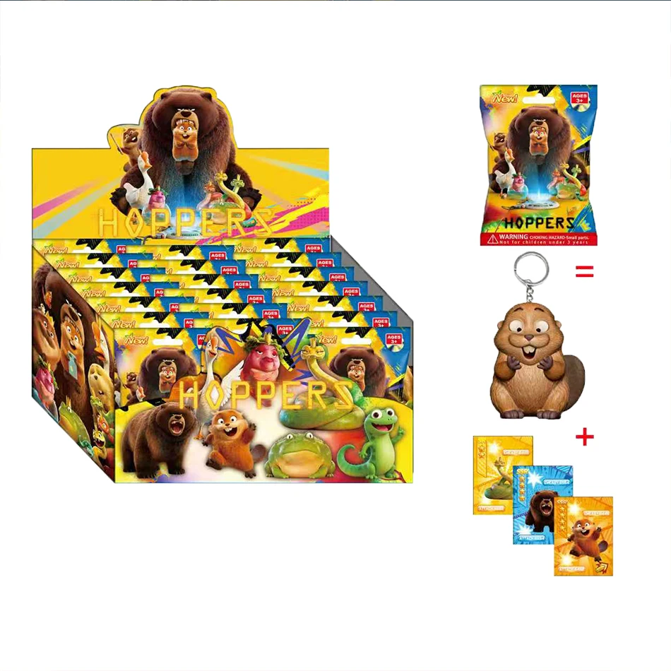 Portachiavi Pixar Hoppers Beaver Transformation Project, Blind Box, Espositore, Modellino Personaggio con Carta Casuale per Bambini