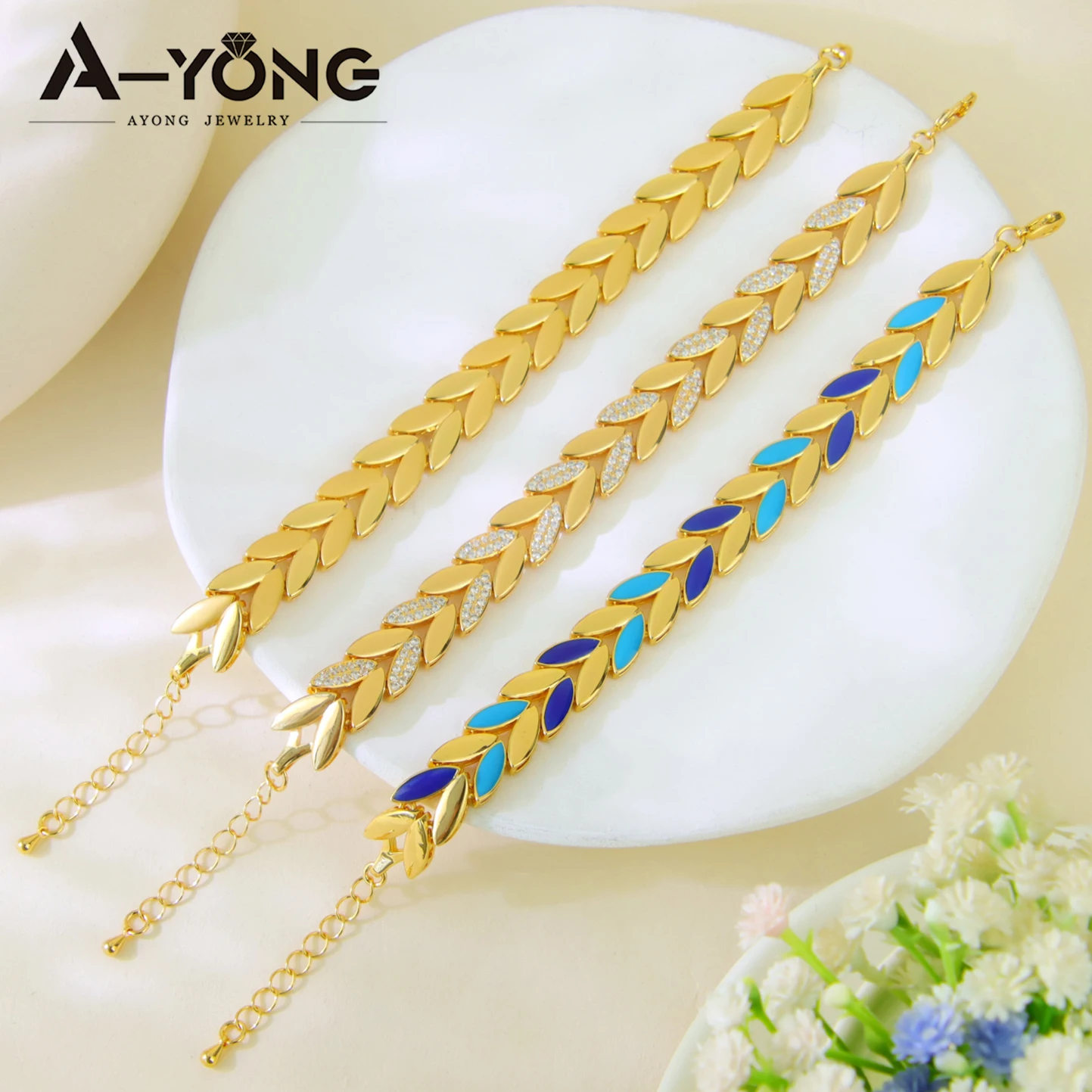 Nigeria Edles Braut-Hochzeitsschmuck-Set, 21 Karat vergoldet, italienische elegante Blatt-Halskette, Armband, Ohrringe, brasilianischer Goldschmuck – Detail 9