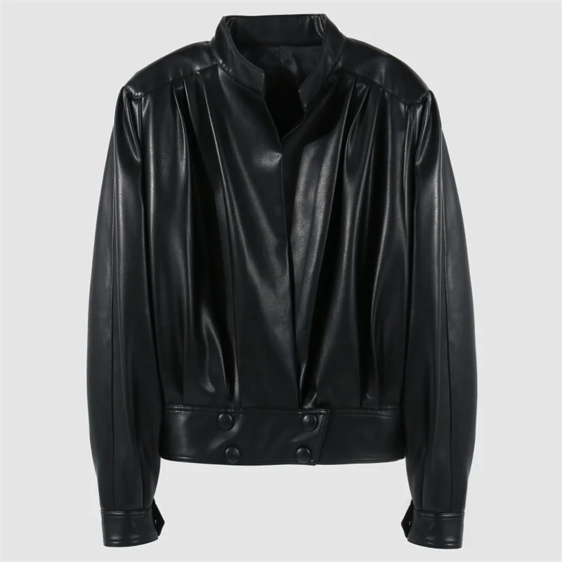 

Women's leather jacket New artificial leather windproof women's jacket for autumn 2025 Women's coat Casual long sleeved top y2k