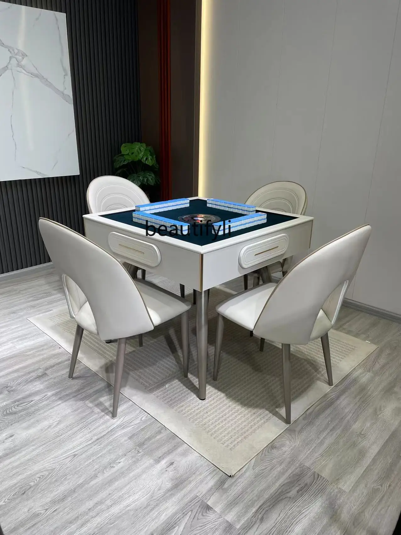 

Multifunctional Light Luxury Solid Wood Stone Plate Dining Table New Automatic Electric Mute Dual-Use Mahjong Machine