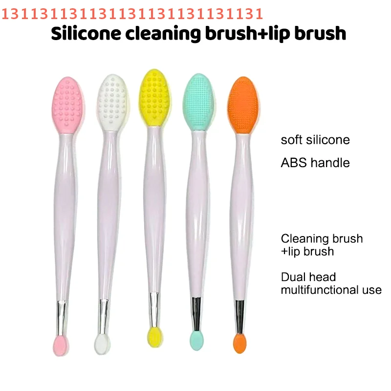 Aplicador de limpeza de nariz, bálsamo labial e batom mais suave, escova de silicone de duas cabeças, cuidados com a pele facial, ferramenta de limpeza esfoliante