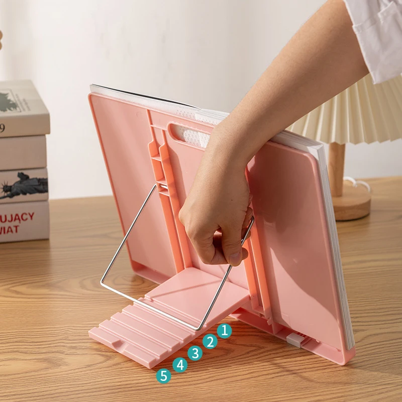 Sujetalibros plegable portátil ajustable, soporte para libros de lectura, estante para recetas, organizador plegable para tableta de puntuación musical