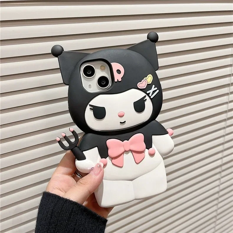 3D Cartoon Kuromi Phone Case for IPhone 14 13 12 11 Pro Max Plus  Anti-fall Silicone Shockproof Shell Back Cover Y2K Girls Gift