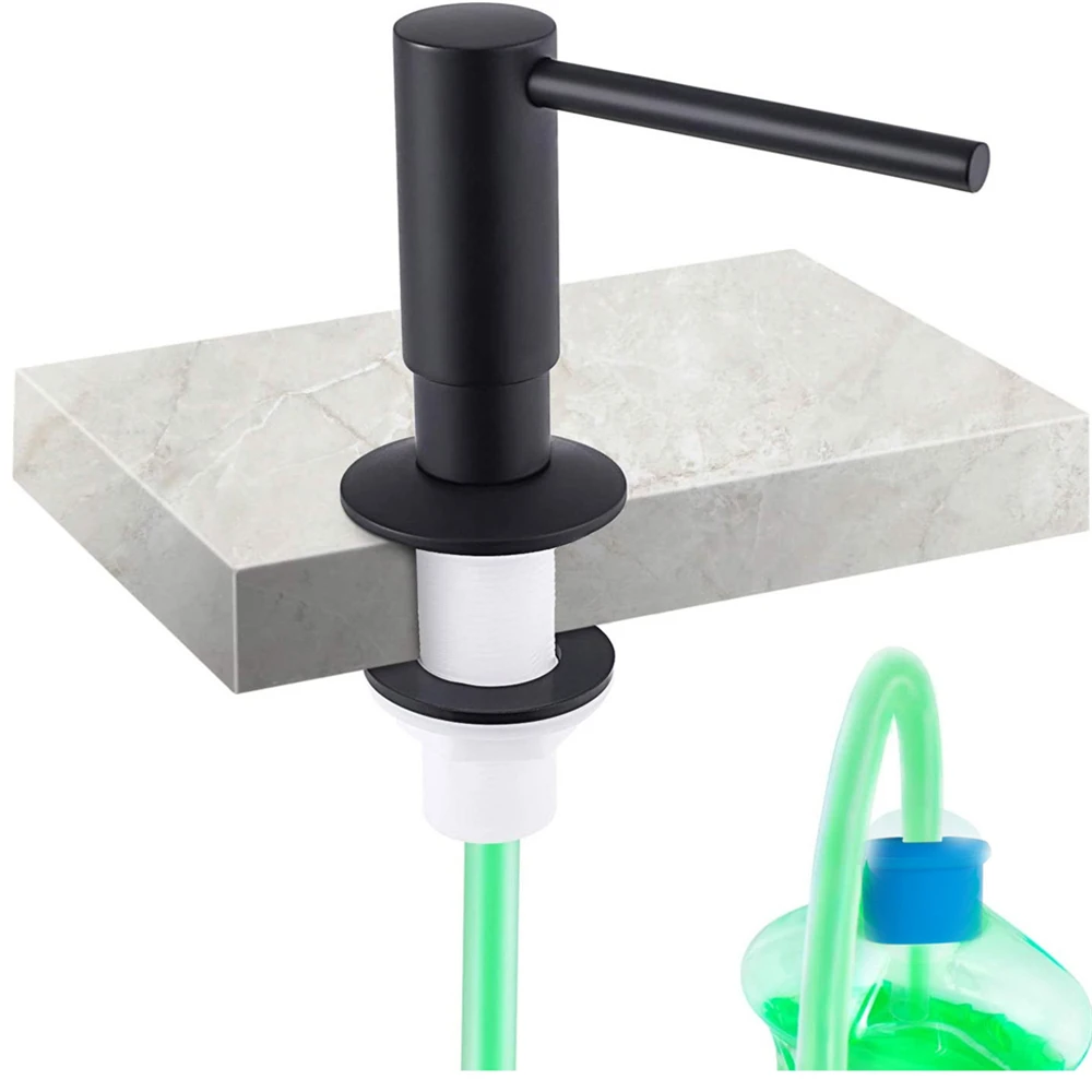 

Built-in Kitchen Sink Soap Dispenser with 100cm Tube/500ml Bottle Stainless Steel Hand Press Liquid Detergent Dispenser Pump