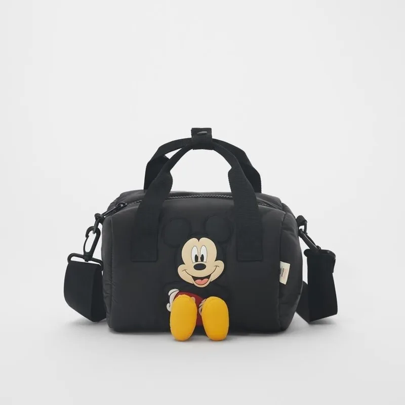 

Disney Mickey Mouse Black Shoulder Bags Cute Cartoon Small Nylon Crossbody Bag Parent-child Casual Travel Camera Bags For Women