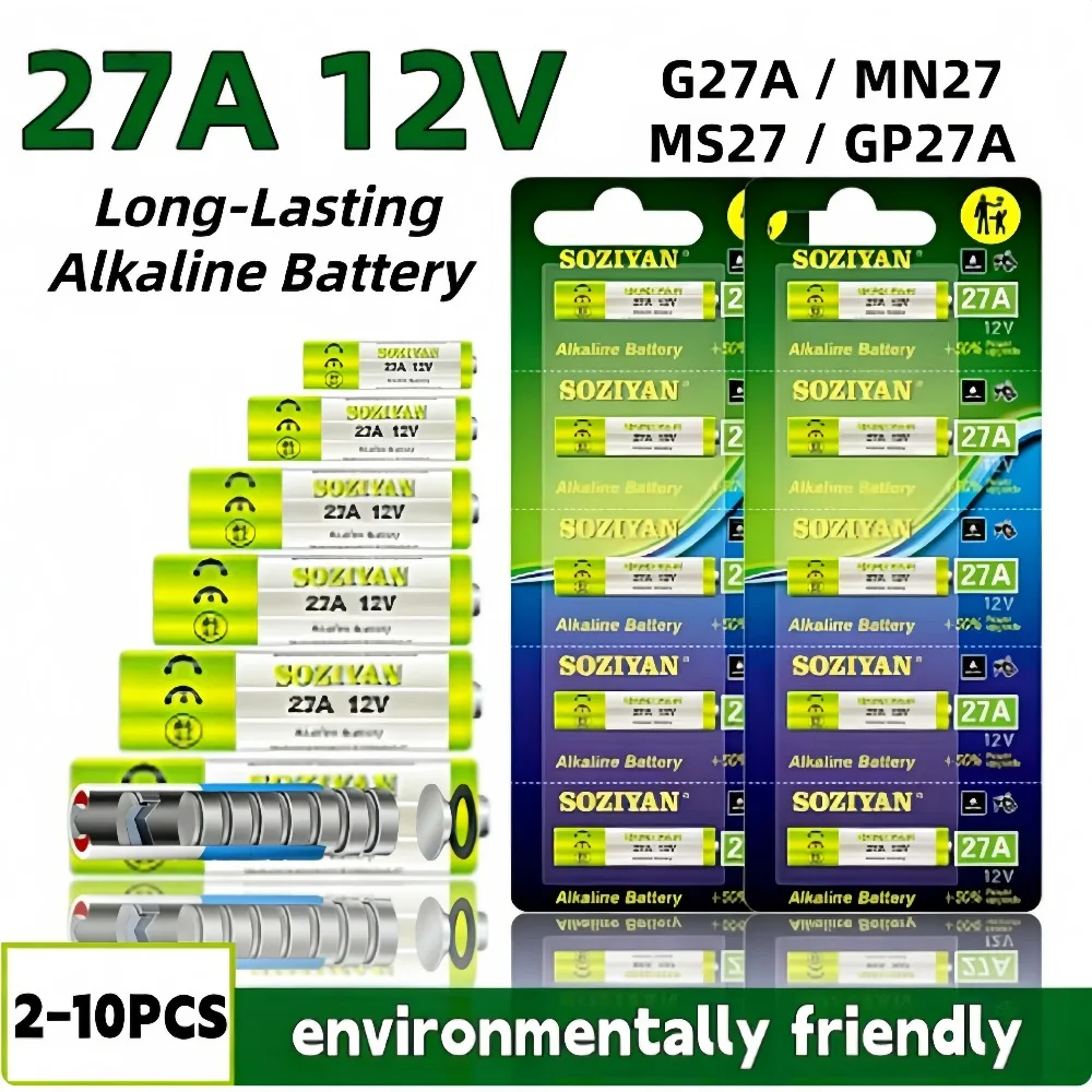 

5-60PCS 27A 12V Alkaline Battery Replacement 27AE LR27 G27A High Power for Doorbell Remote Control Gamepad Toys