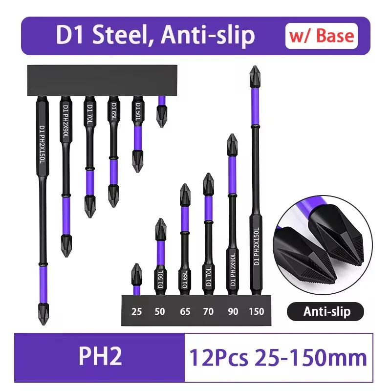 Magnetische Impact Phillips Bit Antislip Lange Schroevendraaier Bit Set Hex Shank Cross Impact Driver Bit voor Power Boren