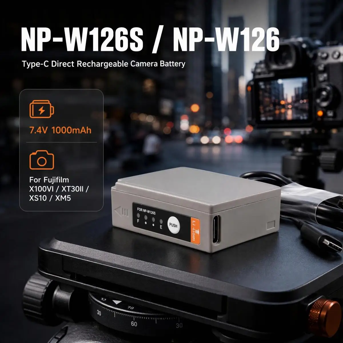 NP-W126S NP-W126 USB-C Rechargeable Camera Battery Replacement For Fujifilm XT30II XM5 X100VI X100V XS10 XT30 XT20 XE4