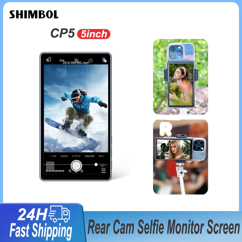 SHIMBOL CP5 1080P Touchscreen Rear Camera Selfie Monitor Screen for iPhone 16 15 Samsung Phone Vlog Live Second Display 5