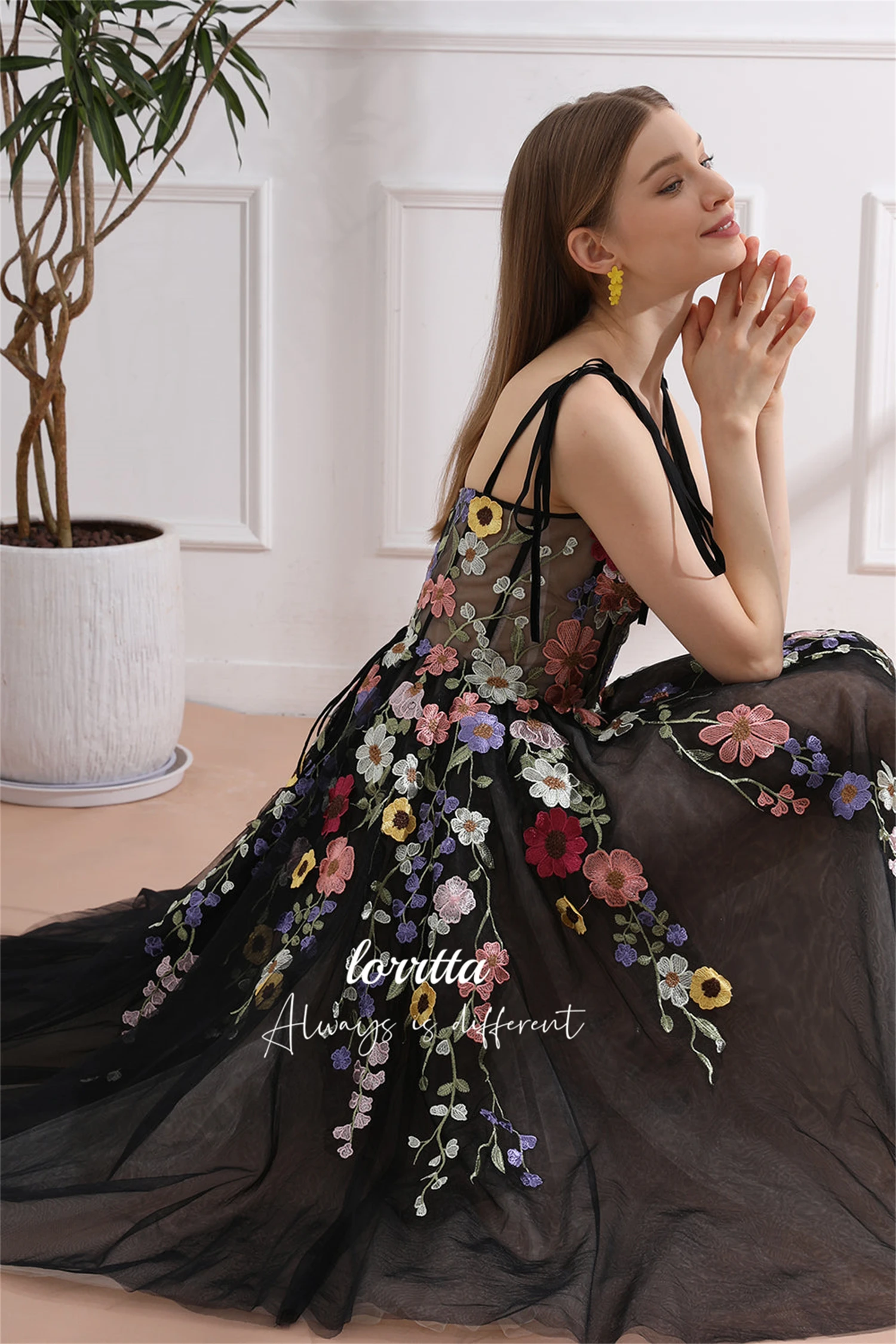 Lorrtta-Comprimento Médio Vestidos de Luxo, Linha Flores 3D, Cocktail Dress, Baile de Casamento, Ocasião sob medida, 2022