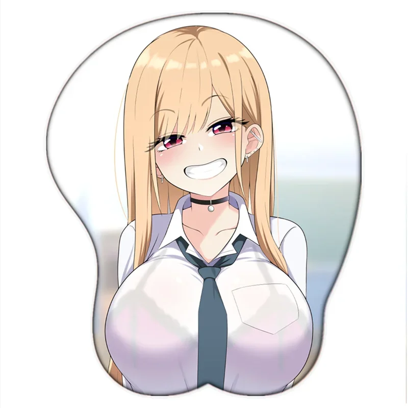 Anime My Dress-Up Darling Marin Kitagawa Sexy Big Breast 3D Mouse Pad Cute Manga Pad with Wrist Oppai Silicone Gel Boobs Mat