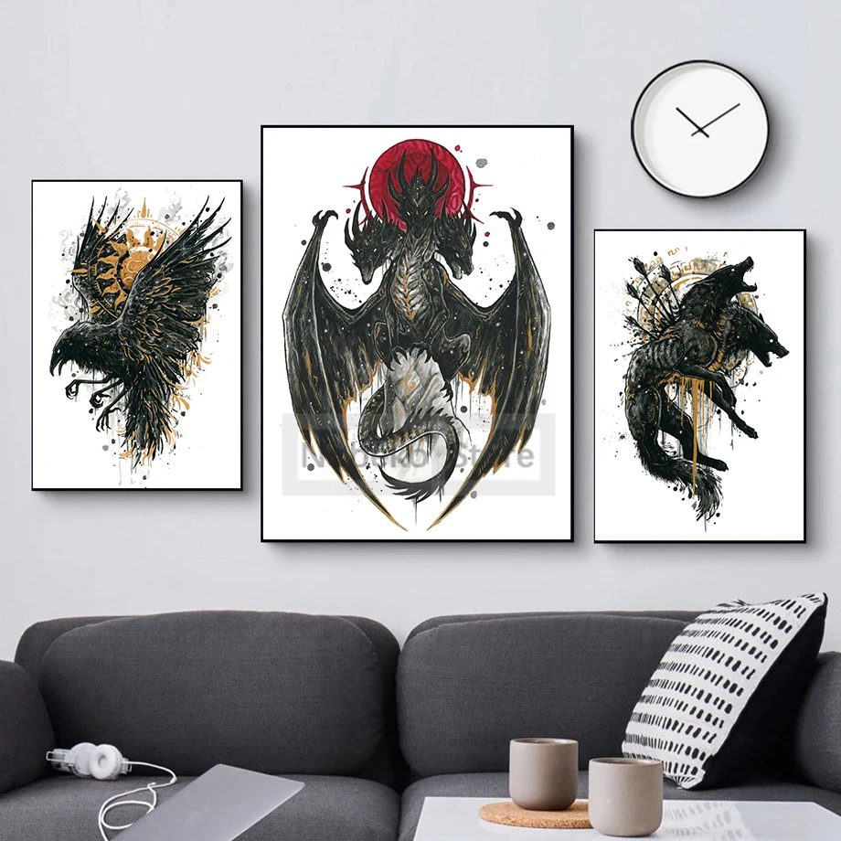 Ancient Egypt Greece Japan Mythical Creatures Totem Poster and Prints Canvas Painting Wall Art Pictures Home Room Decor