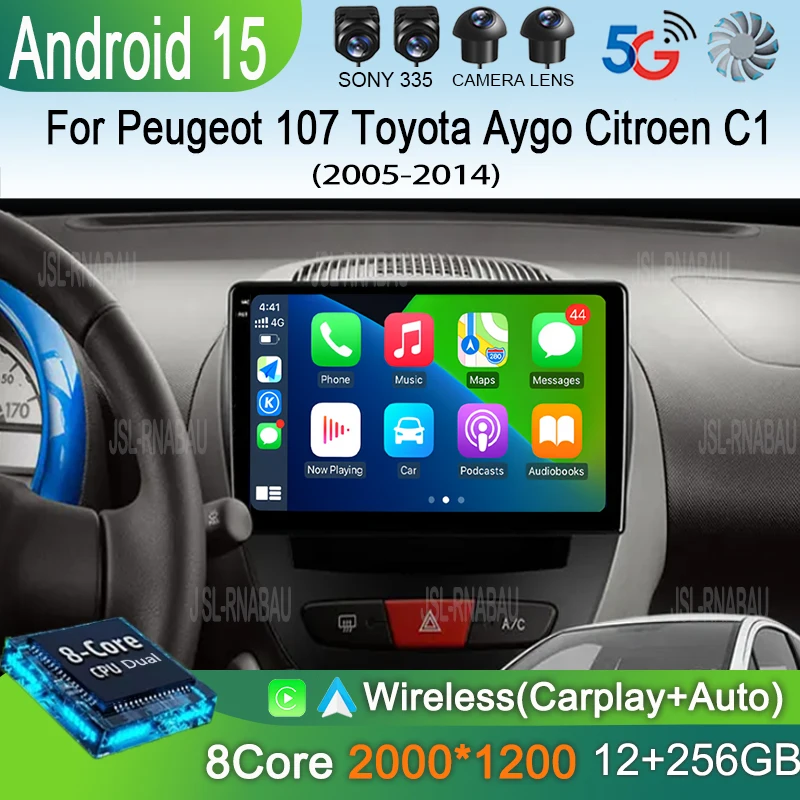 

Android 15 Auto Car Radio Multimedia Player For Peugeot 107 Toyota Aygo Citroen C1 2005 - 2014 Head Unit Stereo GPS Navi Carplay