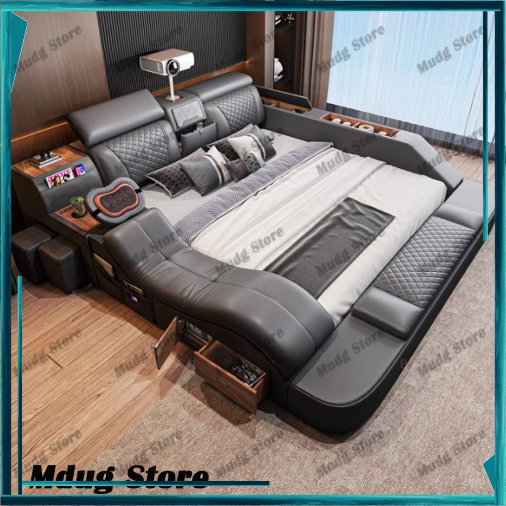 

Drawer Upholstered Bed Aesthetic Laptop King Dressers Massage Bed Smart Multifunctional Meubles De Chambre House Accessories