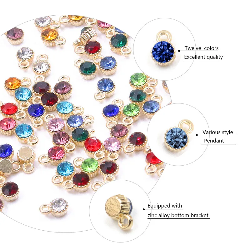 30Pcs 4*6mm 12 Color Mini Small Crystal Metal Rhinestone Charms For Jewelry Making DIY Bracelet Necklace Accessories Findings - Image 2