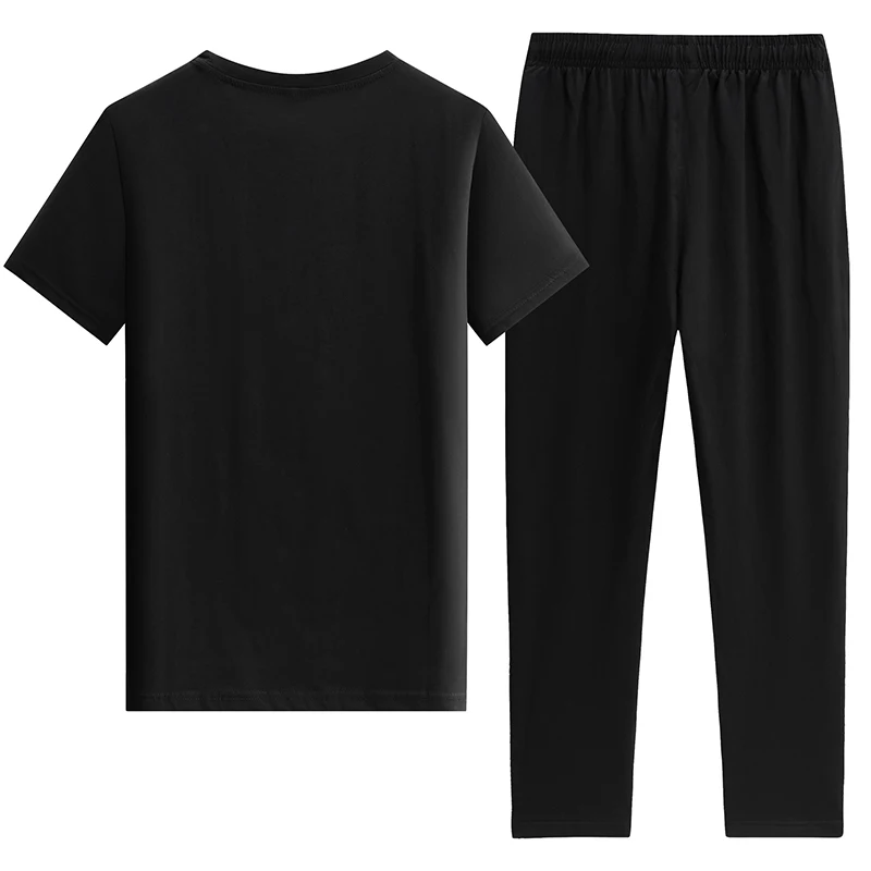 

Tracksuit Men Summer Short Sleeve Casual Tshirt Shorts Mens Sweatsuit 2PC Tee Tops+Sweatpant Male Set Moleton Masculino 3XL 4XL