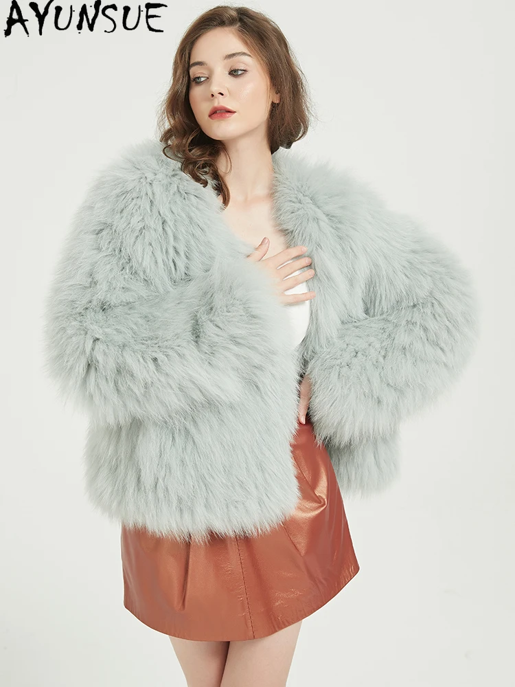 아윤수 폭스 퍼 코트 여성 겨울 의류 2025 따뜻한 리얼 퍼 코트 여성 한국 신상 숏 스타일 코트 여성용 코트