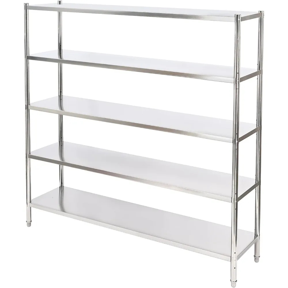 رف رفوف صناعي من الفولاذ المقاوم للصدأ بارتفاع قابل للتعديل - تخزين 5 طبقات بسعة 330 رطل لكل رف