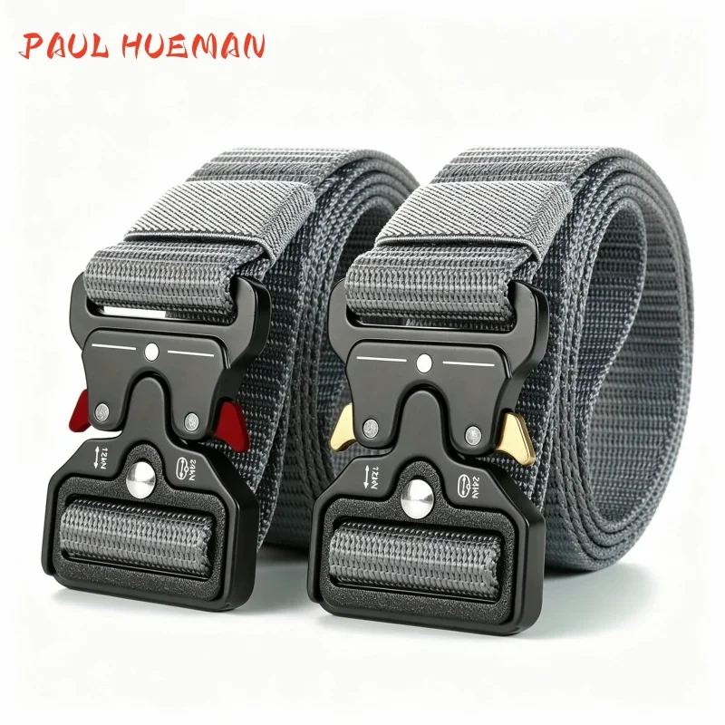 PAUL HUEMAN Herrengürtel, taktischer Gürtel, Schnellverschluss, Outdoor-Militärgürtel, Nylon-Damengürtel