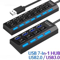 Switch Extension Hub 7-port USB2.0 Hub Computer USB Extension Hub One Drag Seven USB2.0 Splitter PC Laptop Desktop