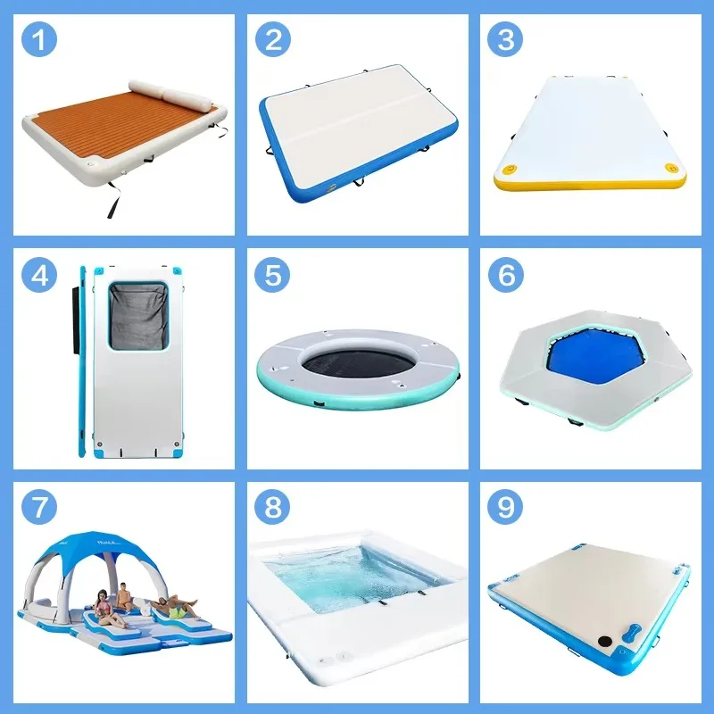 Inflatable Floating Dock Platform Inflatable Swimming Island with Ladder for Lake Ocean OEM Supported