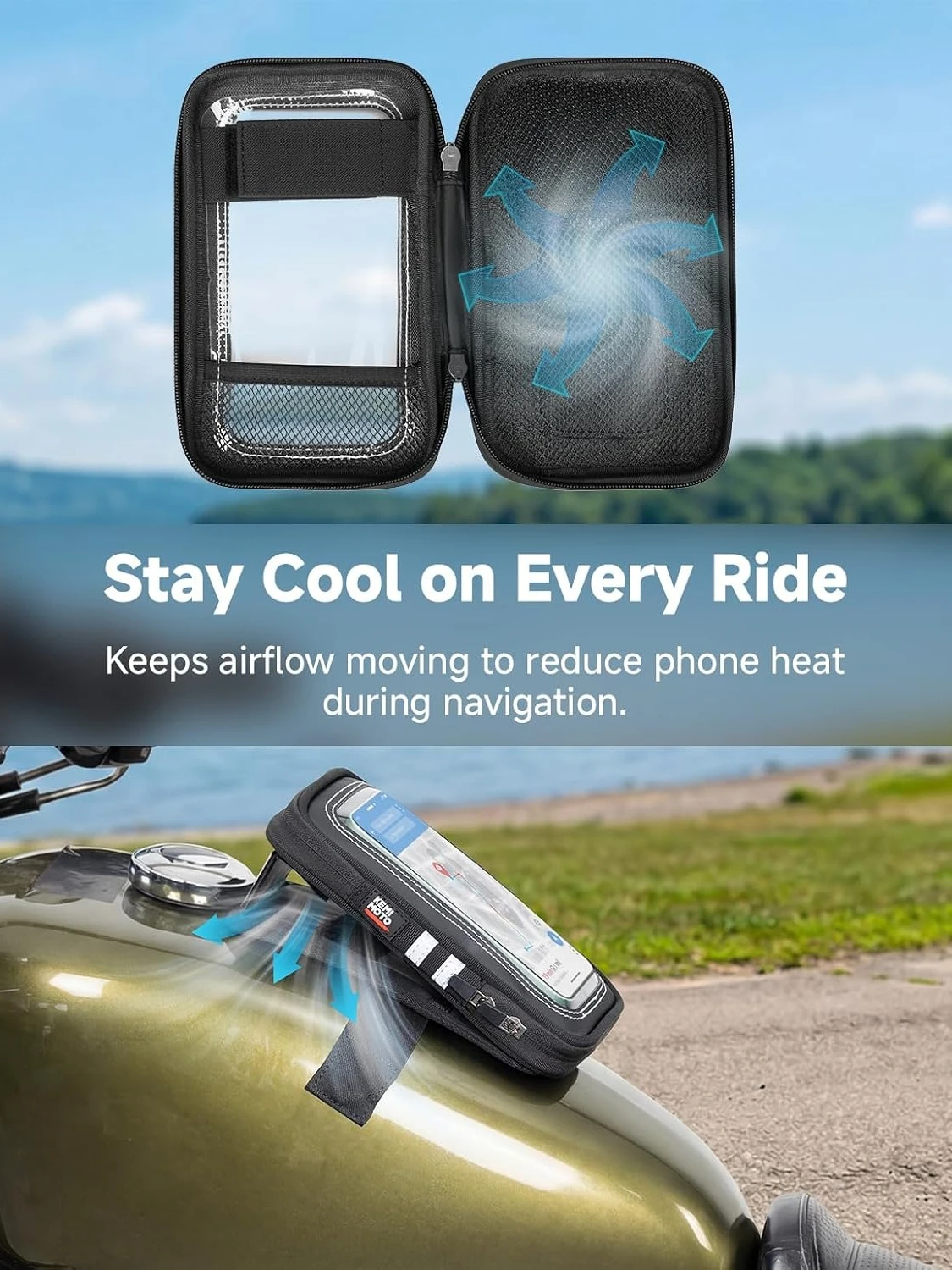 Universal Motorcycle Magnetic Tank Phone Bag Holder for Up to 6.9 Inch Phone Adjustable Angle Touch Screen Navigation Phone Bag