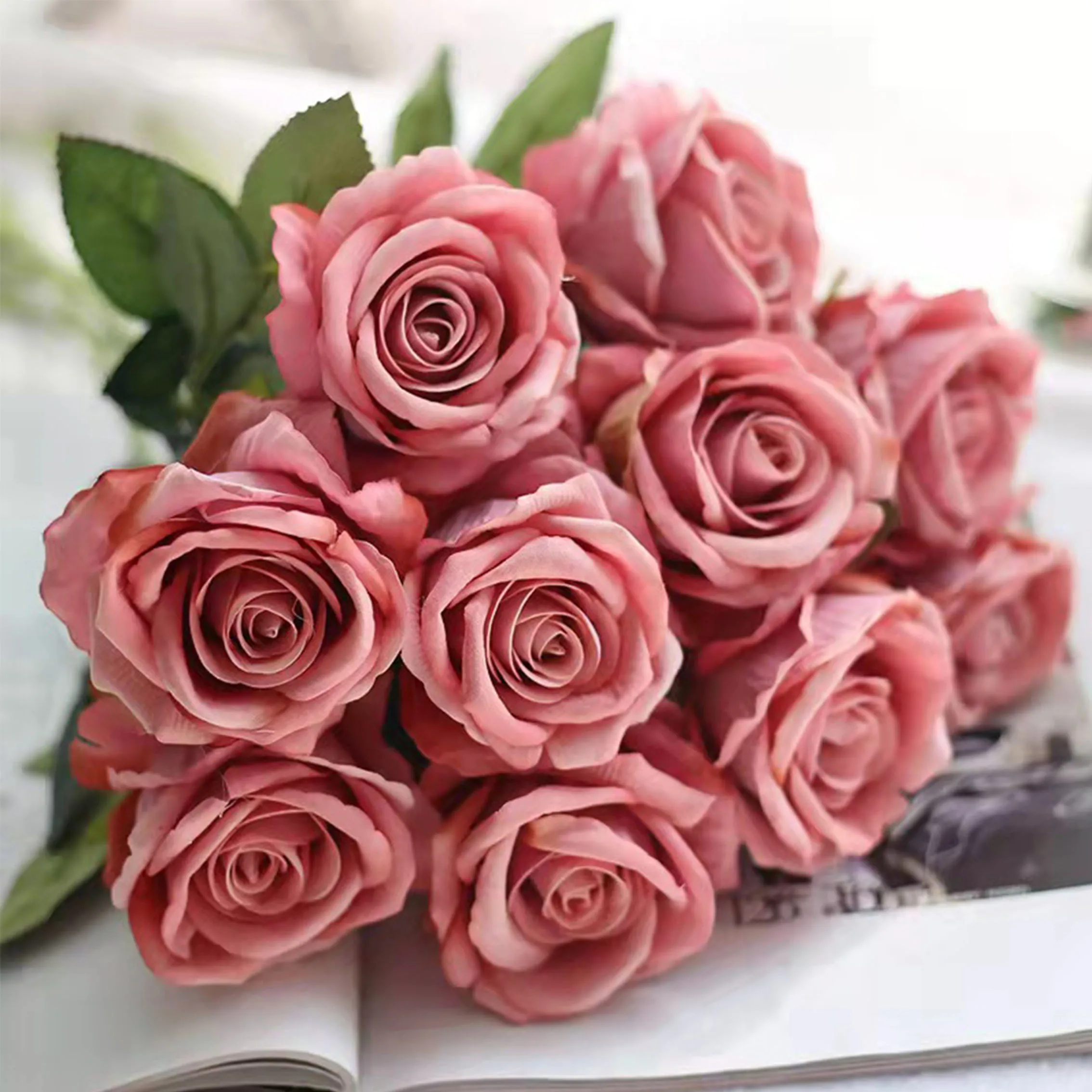 High Simulation Flannelette Rose,Home Decoration Flowers, Suitable for Family, Wedding Party, Garden Decoration, 51cm