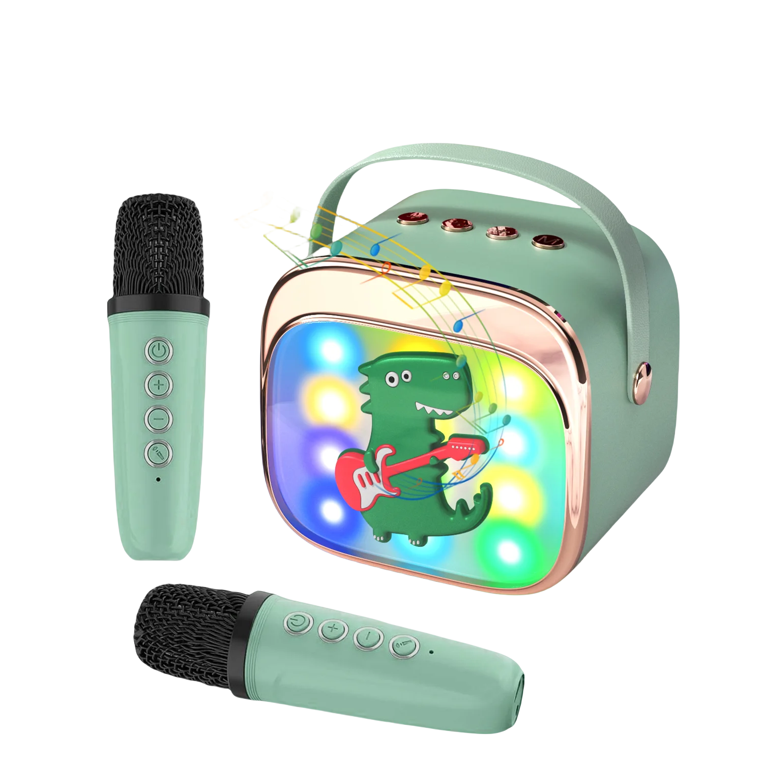 

Portable Bluetooth 5.3 Karaoke Machine with 2 Wireless Microphones - Home Family Singing PA Speaker System Kids Gift